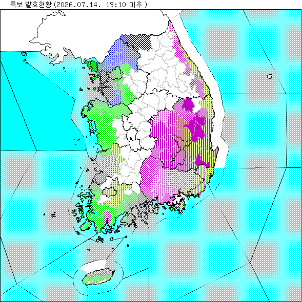 기상 특보 발효 현황 지도
