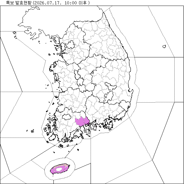 기상 특보 발효 현황 지도