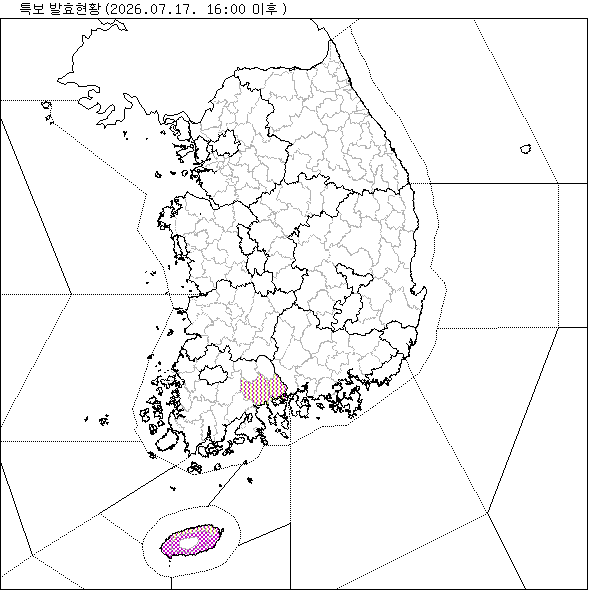 기상 특보 발효 현황 지도