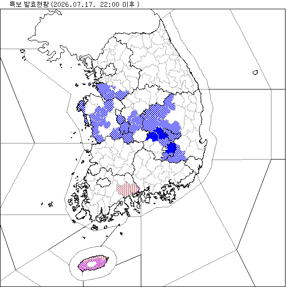 기상 특보 발효 현황 지도