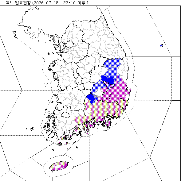 기상 특보 발효 현황 지도