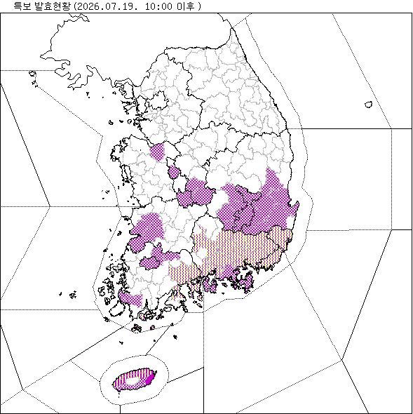 기상 특보 발효 현황 지도