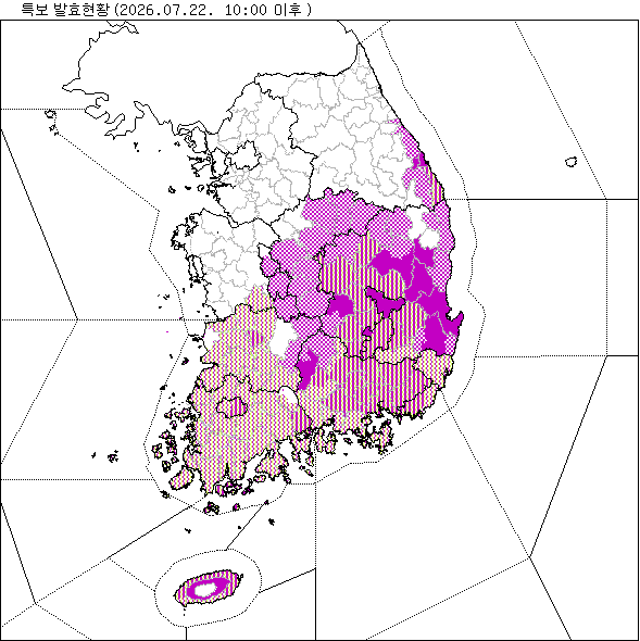 기상 특보 발효 현황 지도
