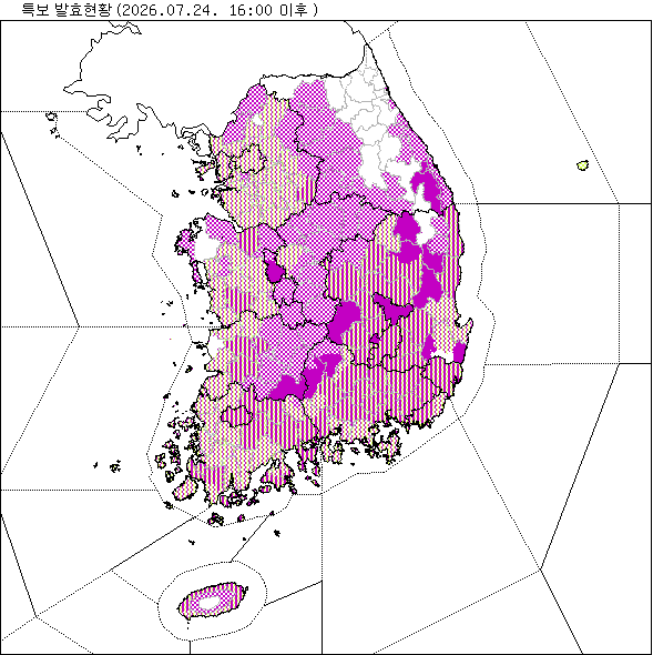 기상 특보 발효 현황 지도