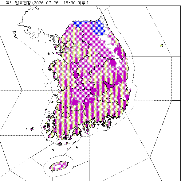 기상 특보 발효 현황 지도