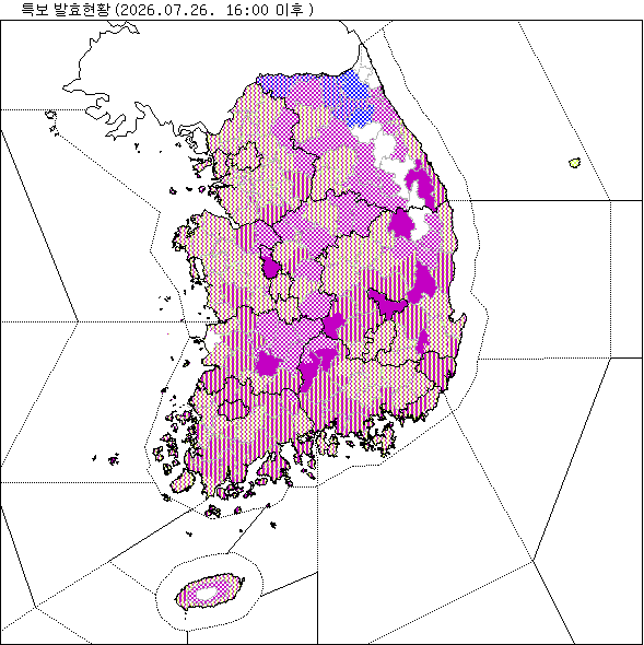 기상 특보 발효 현황 지도