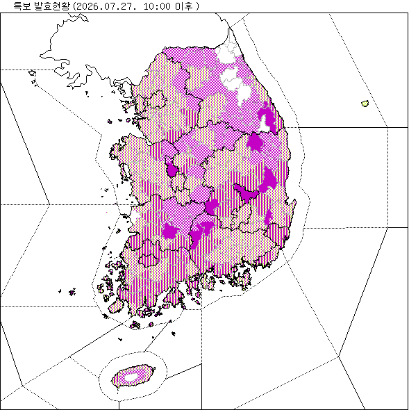 기상 특보 발효 현황 지도