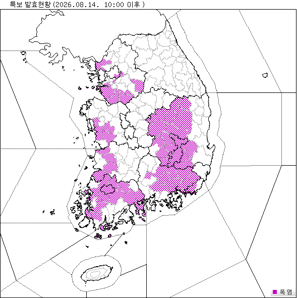 기상 특보 발효 현황 지도
